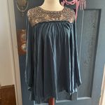 Deletta  Blue Blouse with Embellished Yoke Josephine Top Large Photo 6