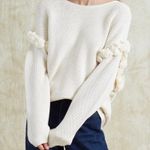 Chan Luu  Cropped Pom Pom Women's Sweater XS Oversized Photo 7