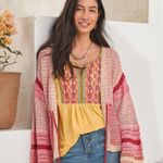 Sundance  Free In Spirit Open Front Cardigan Knit Pink Photo 1