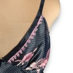 Vintage 90s California Dynasty Black Pink Floral Satin Slip Nightgown Dress Size M Photo 2