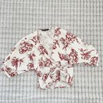 ZARA  Linen Blend Floral Wrap Blouse Photo 2