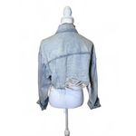 Alexander Wang Cropped Distressed Light Wash Denim Jacket, Medium Photo 2