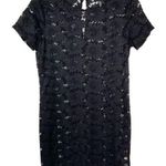 Forever 21 Black Lace Crocket Short Sleeve Shift Dress Small Photo 0