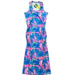 Maxi Dress Large Tropical UPF 50 Resortwear Dress Preppy Boho Vacation Cruise Pink Photo 2