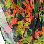 Violet Sky Sheer Chiffon Tropical Leaf Print Plunging V Photo 3