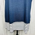 Crosby Women's Navy Striped Sleeveless Double Layer Linen Blend Tank Top Sz XL Blue Photo 2