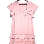 Rebecca Minkoff  Pink Ilana Short Flutter Sleeve Crochet Trim Tiered Mini Dress Photo 5