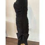 Vintage Victor Costa Strapless Black Dress Party Ruched Bow Lace Prom 1980s Size M Photo 2