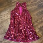 Free People  Ruby Red Sequin Tank Cut Open Back Mini Dress Photo 4