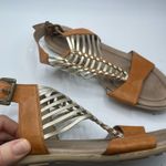 Sundance Tan Leather Gladiator Boho Sandals Gold Womens 38 Flats Beachy Summer Size 7.5 Photo 2