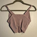 Ash Women's Ribbed Camisole - Mauve Pink Crop Top W/ Built in Bra SZ L Strapped Photo 4