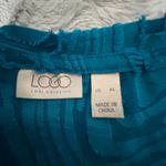 LOGO By Lori Goldstein Teal Textured Blouse Photo 7