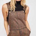 Free People Torn Up Jumper Overalls Skirt Walnut Brown Women's Size 2 Cheetah Photo 1