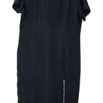 NWT Astra Signature Knit Ribbed Black MIDI Short Sleeve Side Slit Dress Size 18 Photo 0