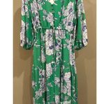easel Size 1X  Los Angeles Floral Print Tiered Maxi Dress in Green Photo 3