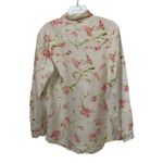 Island Republic White Floral Linen Button Up Shirt Womens Size Small Oversized Photo 3