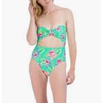 BCBGeneration  Women's Green 1pc Swimsuit Knot Front Cut Out Bathing Suit XL Photo 1