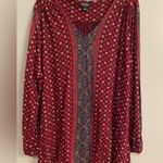 Lucky Brand  Boho Women's Red Patterned Top Photo 3