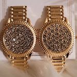 Gold Plated Crystal Watch Stud Dangle Earrings (5.2cmx2.7cm). Photo 0