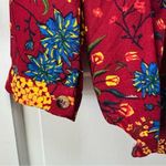 Maeve Anthropologie Printed Pintucked Blouse Red Multicolor Floral Size M Photo 6