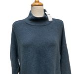 J Jill PureJill Sweater XS/S Blue Pullover Mock Neck Open Sided Oversized NWT Photo 1