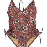 Kona Sol Kona‎ Sol Women’s Mauve/White Floral Side Ruched Ties Swimsuit Size M Photo 0