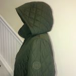 Ralph Lauren  Olive Green Quilted Diamond Riding Coat w Removable Hood Large Photo 6