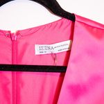 Ieena Mac Duggal Plunge Neck Puff Shoulder Long Sleeve Satin Fuchsia Jumpsuit 14 Photo 1