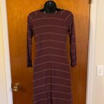 SO  Wine Sweater Dress White Stripes Casual Cool Long Sleeve Soft Touch Size XS Photo 11