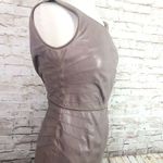 Armani Collezioni  Dress Womens 2 Lamb Leather Sleeveless Taupe Fitted Photo 6