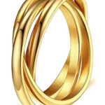 Triple Interlocking 18K Gold Plated Russian Ring – Stainless Steel Size 6 Photo 0