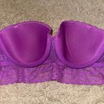 Aerie  Strapless Bra Purple Lace‎ Trim Lined 32C Photo 6