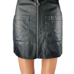 Forever 21  Women's Black Faux Vegan Leather Zip Up Mini Wide Leg Skirt Skort M Photo 0