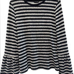 Lucky Brand  soft Black and Gray Striped Sweater bell sleeve sz s/sp Photo 0
