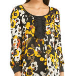 Walter Baker Walter 100% silk black floral flower patterned pullover button dress size small Photo 0