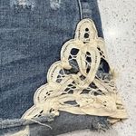 Free People Size 28 Shorts Cut Off Denim Golden Thread Destructted Lace Cotton Photo 5