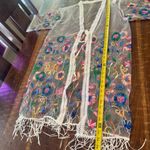 Sheer Bohemian Embroidered Coverup Kimono Women’s Size Large White Photo 4