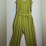 Market & Spruce Womens Olive Green Jumpsuit Wide Leg Waist Tie Geometric Print S Photo 1