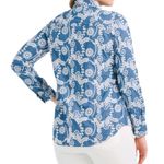 Given Kale Shirt Womens X Small Blue White Floral Embroidered Denim Button Down Size XS Photo 2