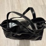 Black Top Handle Bag with White Stitching Photo 5