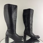 Silhouettes Vintage 90s Black Leather Grunge Square Toe Wide Calf Knee High Boot Photo 3