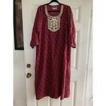 Milan Fashions India Urban Casual Medoum Maxi Long Dress Half Sleeve Leaves Boho Red Size M Photo 1
