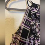 Bisou Bisou ⭐️ black and purple plaid ruffle front tank blouse medium Photo 3