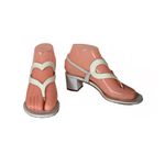 MARTIN CLAY WHITE PATENT LEATHER HEART THEME BLOCK HEEL SANDALS (36) Size 5 Photo 3