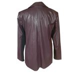 IMAN faux leather reddish brown long sleeve lined blazer jacket coat women's M Size M Photo 3