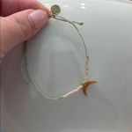 Pura Vida Gold Crescent Moon Bracelet with Green Cord Photo 0