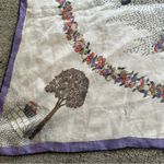 Vintage Silk Apple Tree Basket Scarf Fall Womens Cream Purple Photo 2