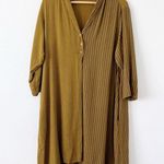 Lisa Bayne linen Blend Oversized Pinstriped Tunic Dress in Green Yellow Size L Photo 7