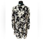 ZARA Dress XS Black White Floral High Neck Mini Flair Boho Peasant Oversized Photo 1