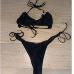 Nasty Gal  Black Halter Rouche Tie Bikini Set Size 8 Photo 2